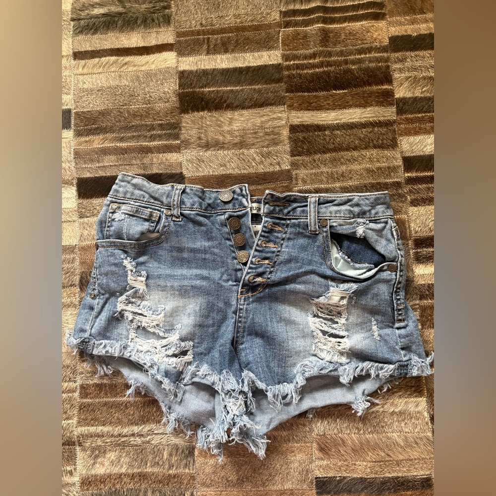 Refuge Blue Distressed Jean Shorts
